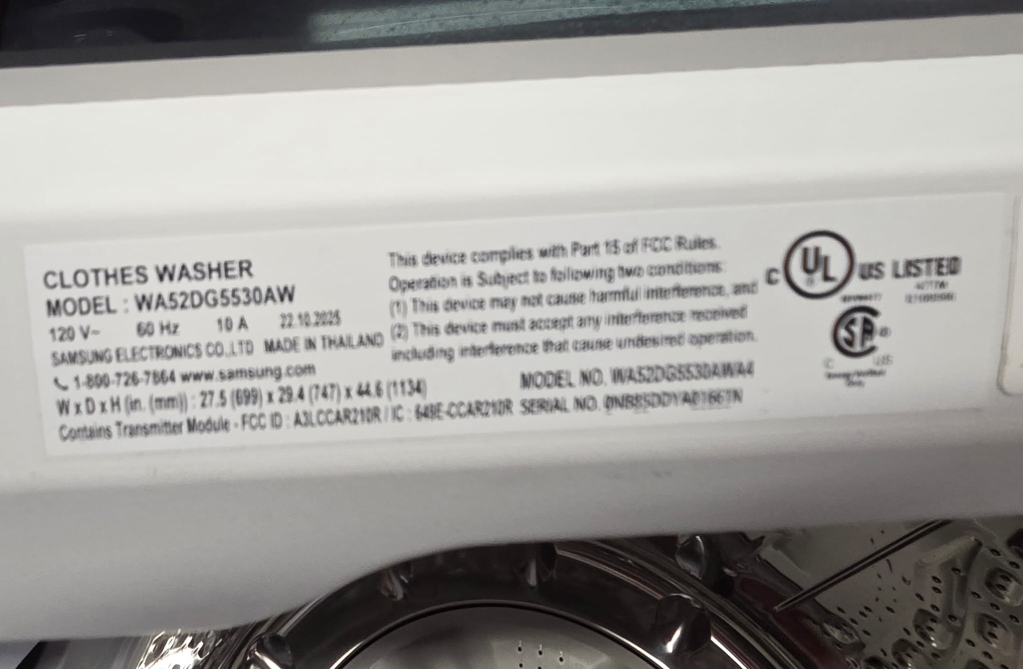 Washer Top Load Samsung 5.2 cu. ft. - Image 9